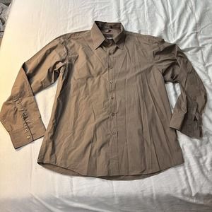 Roar Long Sleeve Button Up Shirt Men's XL Brown Stripe